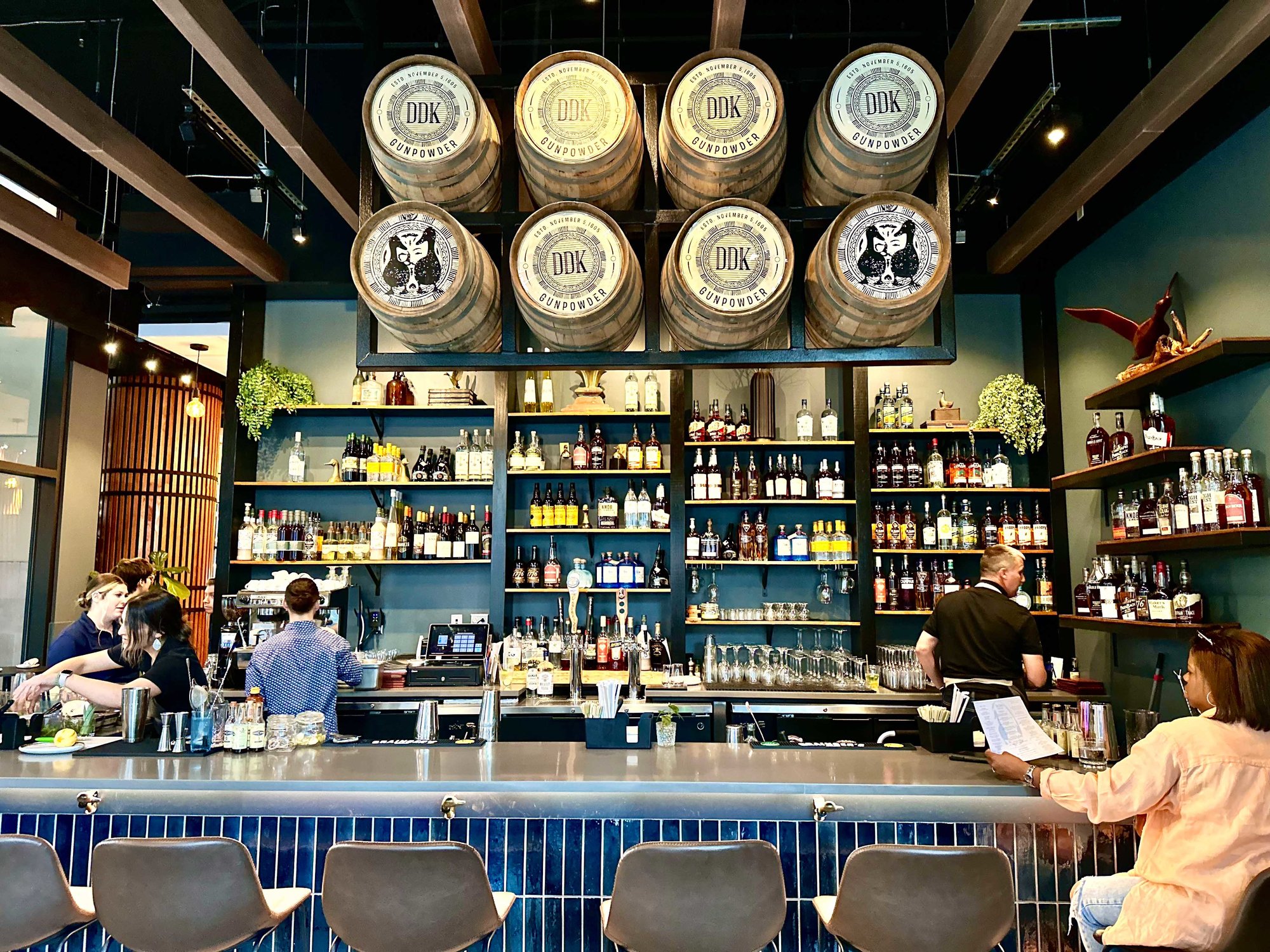 bar with bottles and duck accents